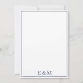 Navy Blue Floral Elegant White Peony セーブザデート (裏面)