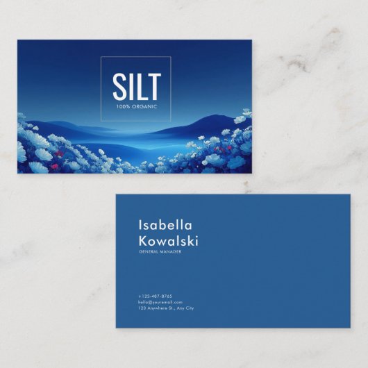 Navy Blue Floral Field Modern Geometric Square 名刺 (正面/裏面)