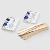 Navy Blue Floral Greenery Wedding Program ハンドファン (組立なし)