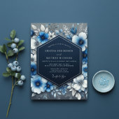 Navy Blue Floral Opulence Wedding 招待状