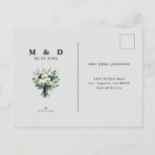Navy Blue Floral Save the Date, Elegant 案内ポストカード (裏面)