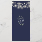 Navy Blue Floral String Lights Wedding Dinner メニュー (裏面)