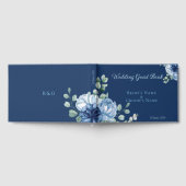 Navy Blue Floral Watercolor Peony Wedding ゲストブック (全面)