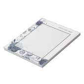 Navy Blue Floral Watercolor with Name ノートパッド (回転)