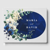 Navy Blue Floral Wedding Guest Book ゲストブック (正面)