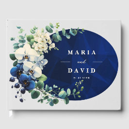 Navy Blue Floral Wedding Guest Book ゲストブック