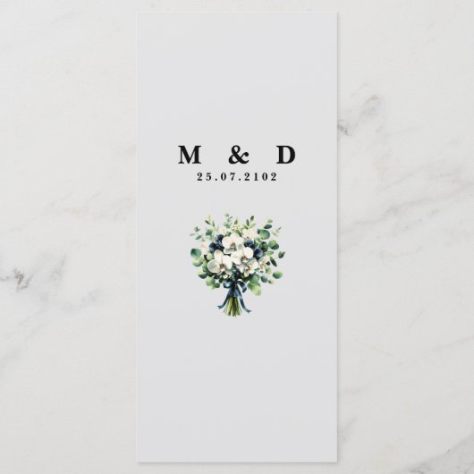 Navy Blue Floral Wedding Menu メニュー (裏面)