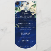 Navy Blue Floral Wedding Menu メニュー (正面)