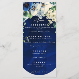Navy Blue Floral Wedding Menu メニュー