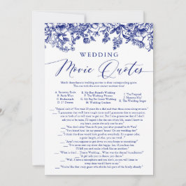 Navy Blue Floral Wedding Movie QuoteS Bridal Game 招待状