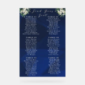 Navy Blue Floral Wedding Seating Chart Sign アクリルサイン (正面)