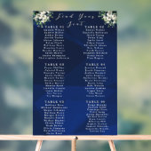 Navy Blue Floral Wedding Seating Chart Sign アクリルサイン (ニュートラル)