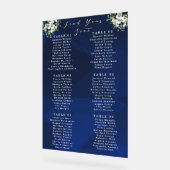 Navy Blue Floral Wedding Seating Chart Sign アクリルサイン (傾斜)