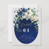 Navy Blue Floral Wedding Table Numbers (正面)