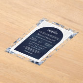 Navy Blue Floral White Lace Muslim Wedding アクリル招待状 (レイダウン)