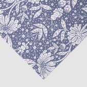 Navy Blue Floral William Morris Style 薄葉紙 (詳細)