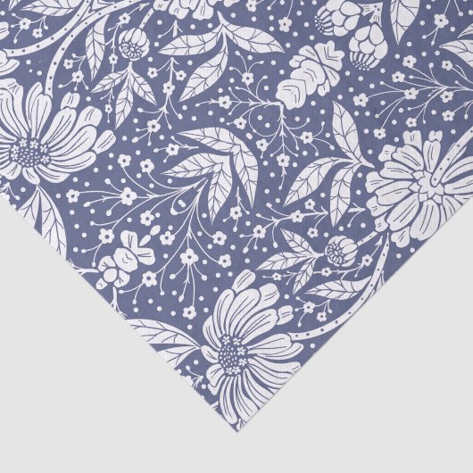 Navy Blue Floral William Morris Style 薄葉紙 (詳細)
