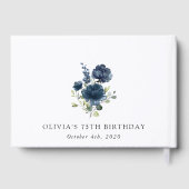 Navy Blue Flowers, Greenery, Boho, Birthday ゲストブック (裏面)