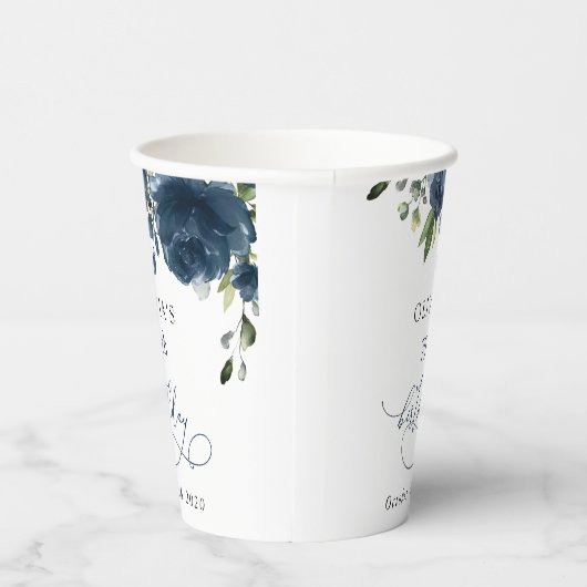 Navy Blue Flowers, Greenery, Boho, Birthday 紙コップ (右)