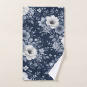 navy blue flowers modern decorative bathroom バスタオルセット (ハンドタオル)