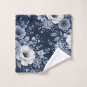 navy blue flowers modern decorative bathroom バスタオルセット (ウォッシュタオル)