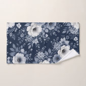 navy blue flowers modern decorative bathroom バスタオルセット (ハンドタオル)