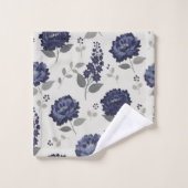 navy blue flowers modern decorative bathroom  バスタオルセット (ウォッシュタオル)