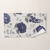 navy blue flowers modern decorative bathroom  バスタオルセット (ハンドタオル)
