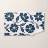 navy blue flowers modern decorative bathroom  バスタオルセット (ハンドタオル)
