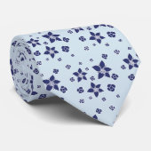 Navy Blue Flowers on a Soft Blue Background Design ネクタイ (ロール)