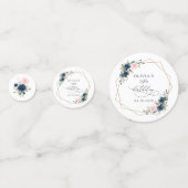 Navy Blue Flowers, Pink Flowers, Boho, Birthday コンフェッティ (裏面)