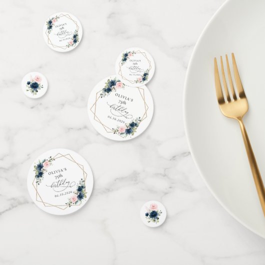 Navy Blue Flowers, Pink Flowers, Boho, Birthday コンフェッティ (グループ)