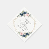 Navy Blue Flowers, Pink Flowers, Boho, Birthday スタンダードカクテルナプキン (角)