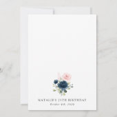 Navy Blue Flowers, Pink Flowers, Boho, Birthday 招待状 (裏面)