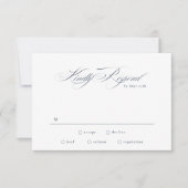 Navy Blue Formal Elegant Calligraphy Wedding 出欠カード (正面)