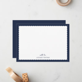 Navy Blue Frame Flat Note Card ノートカード