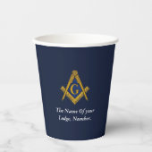 Navy Blue Freemason Masonic Square Compass 紙コップ (正面)