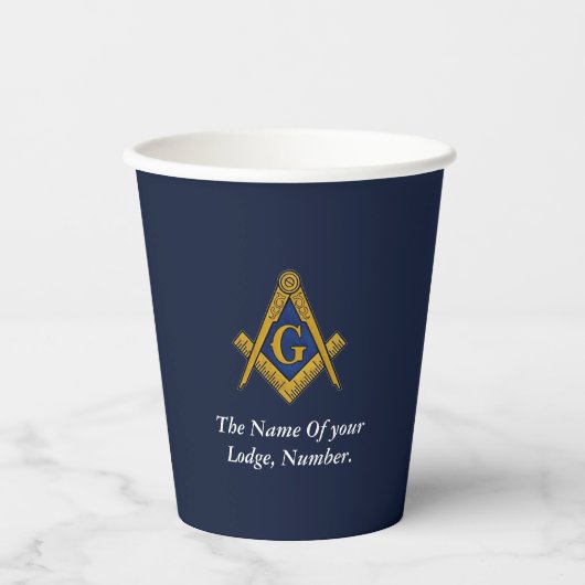 Navy Blue Freemason Masonic Square Compass 紙コップ (正面)