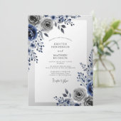Navy Blue Frosty Winter Wedding 招待状 (スタンド正面)