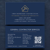 Navy Blue General Contractor QR Code 名刺