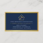 Navy Blue General Contractor QR Code Gold Metallic 名刺 (正面)