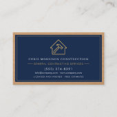 Navy Blue General Contractor QR Code Wood  名刺 (正面)