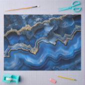 Navy Blue Geode Slice with Gold Veins 薄葉紙 (クラフト)