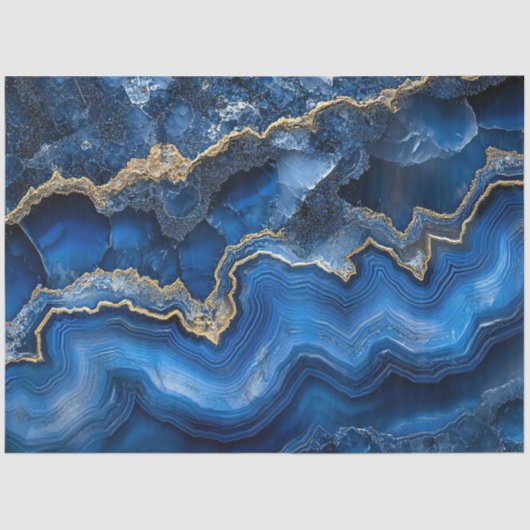 Navy Blue Geode Slice with Gold Veins 薄葉紙 (正面)