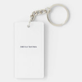 Navy Blue Geometric Pattern on White キーホルダー (裏面)