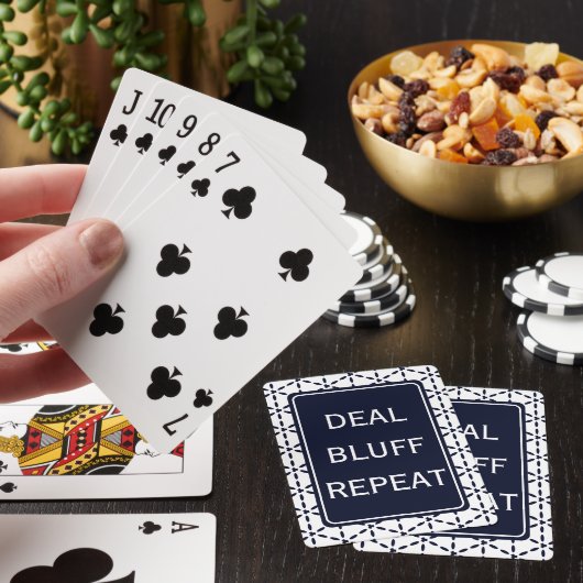 Navy Blue Geometric Pattern on White トランプ (インサイチュ)