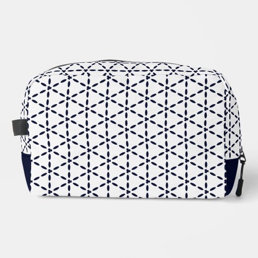 Navy Blue Geometric Pattern on White ドップキット (正面)