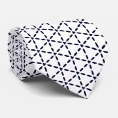 Navy Blue Geometric Pattern on White ネクタイ (ロール)