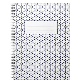Navy Blue Geometric Pattern on White ノートブック