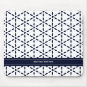 Navy Blue Geometric Pattern on White マウスパッド (正面)